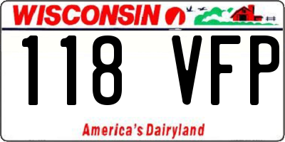 WI license plate 118VFP