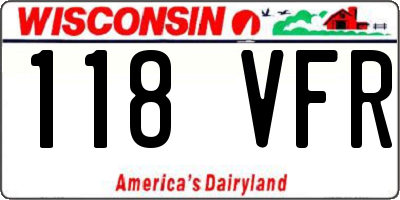 WI license plate 118VFR