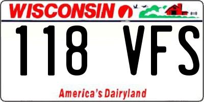 WI license plate 118VFS