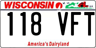 WI license plate 118VFT