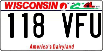 WI license plate 118VFU