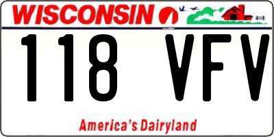 WI license plate 118VFV