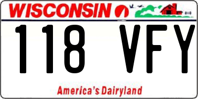 WI license plate 118VFY