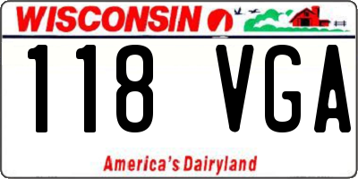 WI license plate 118VGA