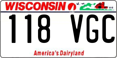 WI license plate 118VGC