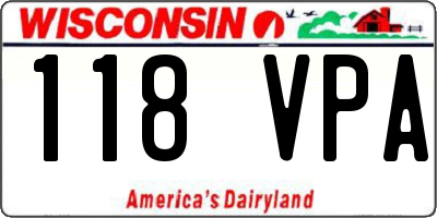 WI license plate 118VPA