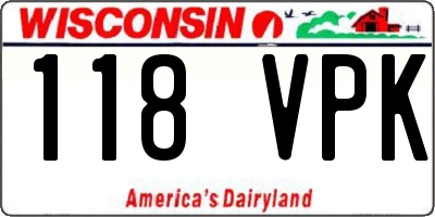 WI license plate 118VPK