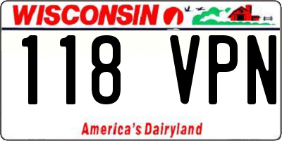 WI license plate 118VPN