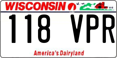 WI license plate 118VPR