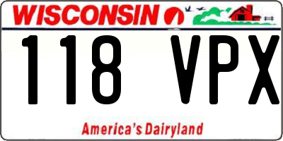 WI license plate 118VPX