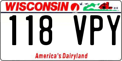 WI license plate 118VPY