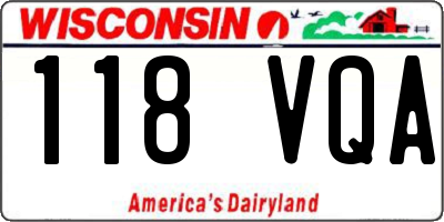 WI license plate 118VQA