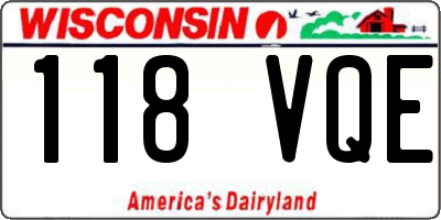 WI license plate 118VQE