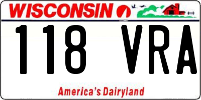 WI license plate 118VRA