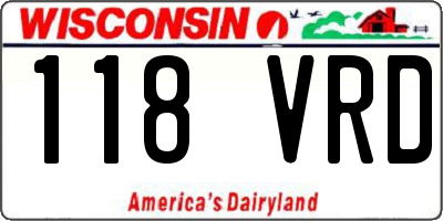 WI license plate 118VRD