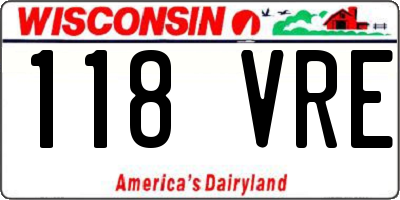 WI license plate 118VRE
