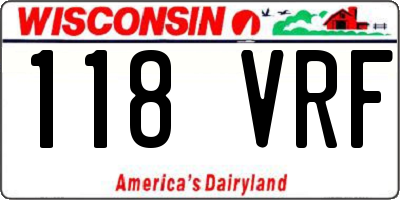 WI license plate 118VRF