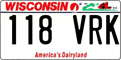 WI license plate 118VRK