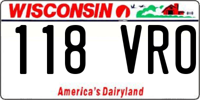 WI license plate 118VRO