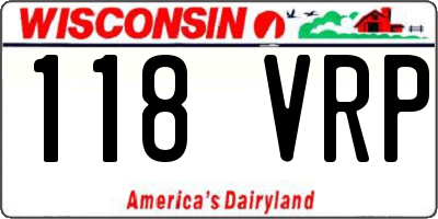 WI license plate 118VRP