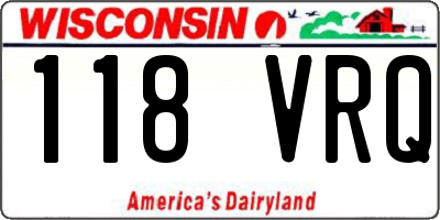 WI license plate 118VRQ
