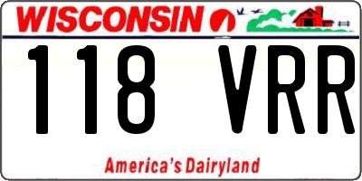 WI license plate 118VRR