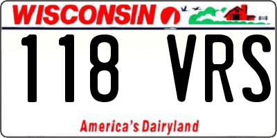 WI license plate 118VRS