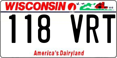 WI license plate 118VRT