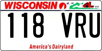 WI license plate 118VRU