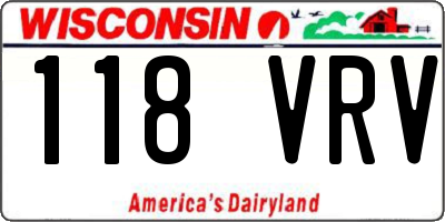WI license plate 118VRV