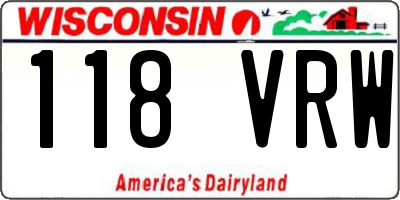 WI license plate 118VRW