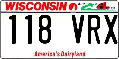 WI license plate 118VRX