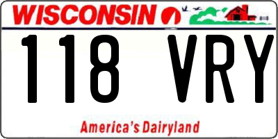 WI license plate 118VRY