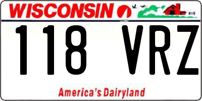 WI license plate 118VRZ