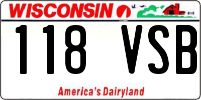 WI license plate 118VSB