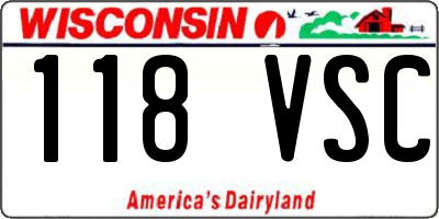 WI license plate 118VSC