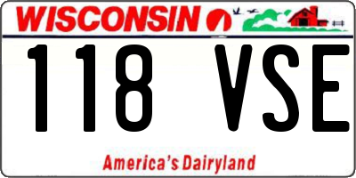 WI license plate 118VSE
