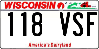 WI license plate 118VSF