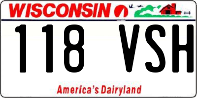WI license plate 118VSH