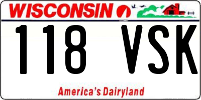 WI license plate 118VSK