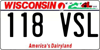 WI license plate 118VSL
