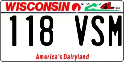 WI license plate 118VSM