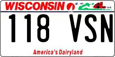 WI license plate 118VSN