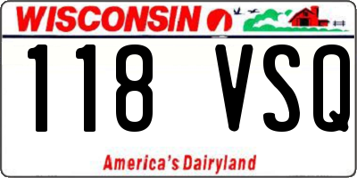 WI license plate 118VSQ