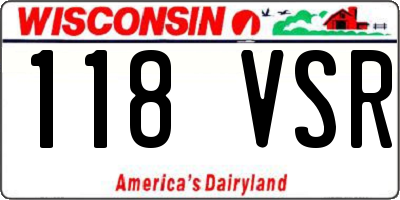 WI license plate 118VSR