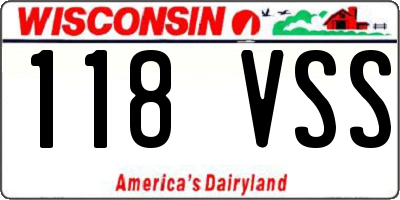 WI license plate 118VSS