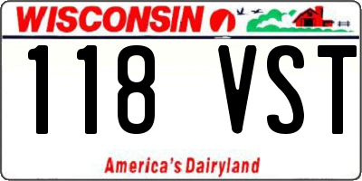 WI license plate 118VST