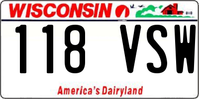 WI license plate 118VSW