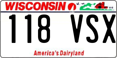 WI license plate 118VSX