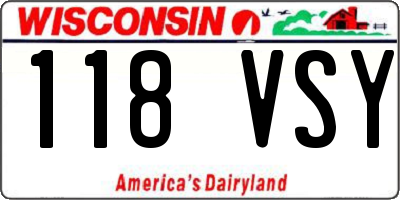 WI license plate 118VSY